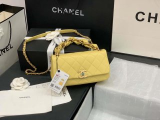 Chanel AS2388 Chanel Flap Bag Shiny Lambskin Gold Yellow