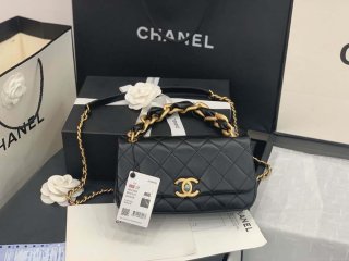 Chanel AS2388 Chanel Flap Bag Shiny Lambskin Gold Black