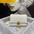 Chanel AS2796 Mini Flap Bag with Handle Lambskin White