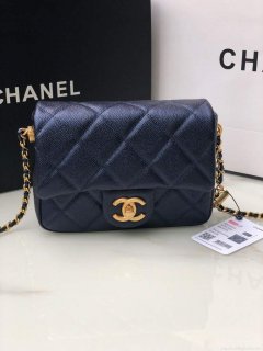 Chanel AS2855 Mini Flap Bag Calfskin Gold Black