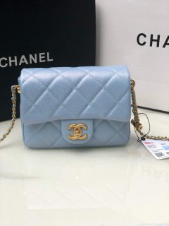 Chanel AS2855 Mini Flap Bag Calfskin Gold Blue