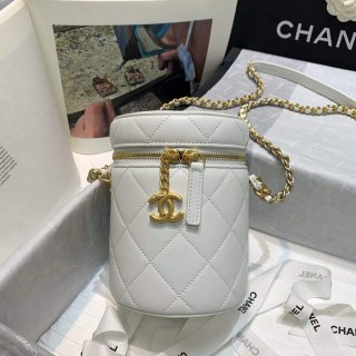 Chanel AS2735 Small Vanity Case Lambskin Gold White