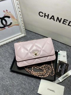 Chanel A80982 Lambskin Wallet On Chain With Gold Pink