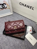 Chanel A80982 Lambskin Wallet On Chain With Gold Wine Red