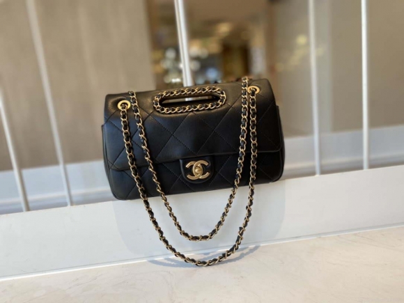 Chanel AS1466 Chanel Black small flap Bag Lambskin B02345