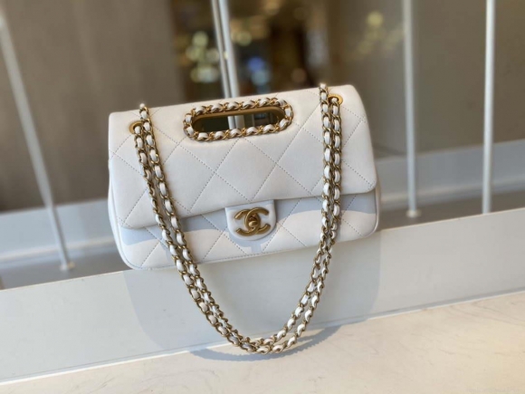 Chanel AS1466 Chanel White small flap Bag Lambskin B02345