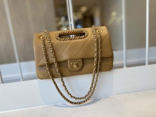 Chanel AS1466 Chanel Brown small flap Bag Lambskin B02345