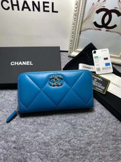 Chanel AP0956 Chanel 19 Long zipped Wallet Lambskin Blue