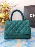 Chanel AS2215 Mini Flap Bag with Top Handle Bag Grained Calfskin Green