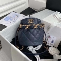 Chanel AS2390 Drawstring Bag Shiny Lambskin B05101 Navy Blue