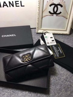 Chanel AP0955 Chanel 19 Long Flap Wallet Lambskin Black