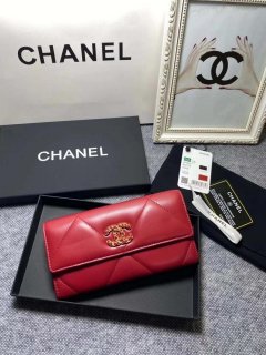 Chanel AP0955 Chanel 19 Long Flap Wallet Lambskin Wine Red