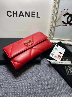 Chanel AP0955 Chanel 19 Long Flap Wallet Lambskin Red