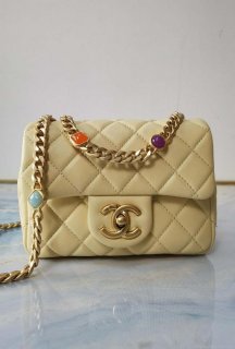 Chanel AS2379 Flap Bag Lambskin Light Yellow