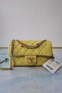 Chanel AS2380 Flap Bag Lambskin Light Yellow