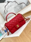 Chanel AS2431 Mini flap bag with top handle Calfskin Red