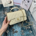 Chanel AS2431 Mini flap bag with top handle Calfskin Apricot