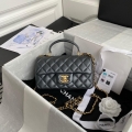 Chanel AS2431 Mini flap Lambskin bag with top handle silver gray