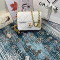 Chanel AS2693 Small Flap Bag Calfskin Gold White