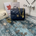 Chanel AS2693 Small Flap Bag Calfskin Gold Navy Blue