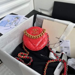 Chanel AP0945 chanel 19 clutch with chain Lambskin Beads Red