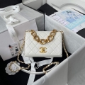 Chanel AS2638 Mini Flap Bag Calfskin Gold Tone Metal White