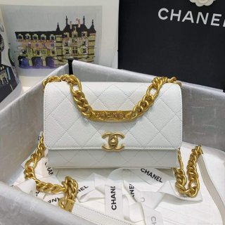 Chanel AS2711 Golden Chain Mini Flap Should Bag White