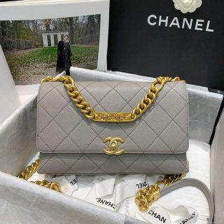 Chanel AS2764 Golden Chain Flap Should Bag Grey