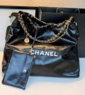 Chanel A68200 Large Chain Shopping Bag Black White