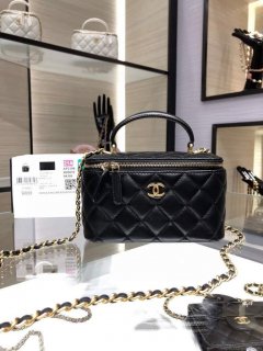 Chanel AP2199 Vanity With Chain Lambskin Gold Tone Black