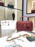 Chanel AP2199 Vanity With Chain Lambskin Gold Tone Red