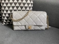 Chanel AS2563 Flap Bag Lambskin Gold Metal Gray