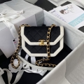 Chanel AS2597 Mini Flap Bag Velvet & Gold Tone Metal Black & White