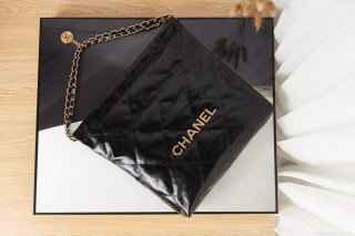 Chanel Shopping Bag Tote AS3261 Black with Glod