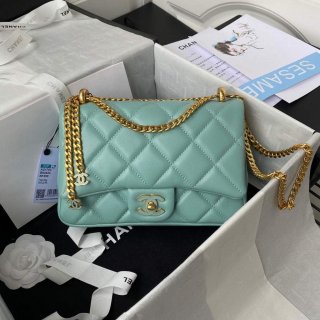 Chanel Flap Bag Lampskin Diamond AS1793 Blue