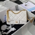 Chanel Flap Bag Lampskin Diamond AS1793 White