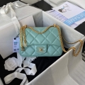 Chanel Flap Small Bag Lampskin Diamond AS1792 Blue