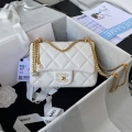 Chanel Flap Small Bag Lampskin Diamond AS1792 White