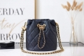 Chanel AS2859 Bucket Bag Shoulder Bag Shiny Grained Calfskin Navy Blue