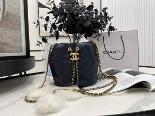 Chanel AS2859 Bucket Bag Lambskin Navy blue