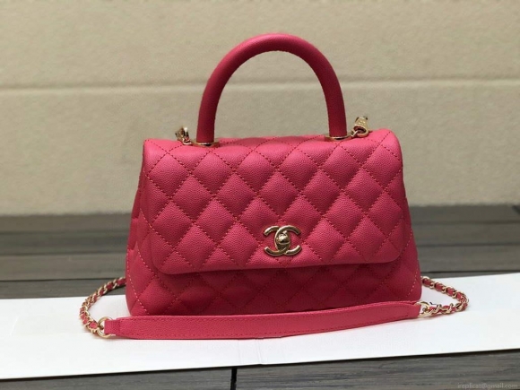 Chanel A92990 Medium Flap Bag With Top Handle Bag Rose Red