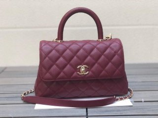 Chanel A92990 Medium Flap Bag With Top Handle Bag Wine Red