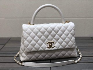 Chanel A92991 Large Flap Bag With Top Handle handBag White