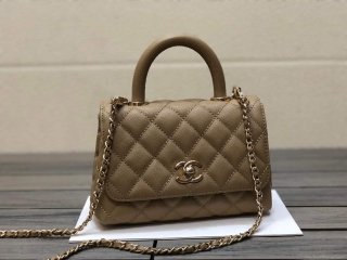 Chanel AS2215 mini flap bag with top handle Bag Apricot