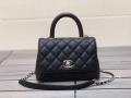 Chanel AS2215 mini flap bag with top handle Bag Black