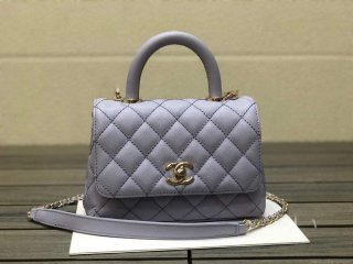 Chanel AS2215 mini flap bag with top handle Bag light blue