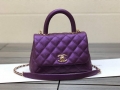 Chanel AS2215 mini flap bag with top handle Bag Purple