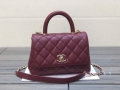 Chanel AS2215 mini flap bag with top handle Bag Wine Red