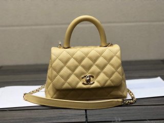 Chanel AS2215 mini flap bag with top handle Bag Yellow