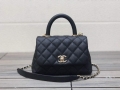 Chanel AS2215 mini flap bag with top handle Black Bag with black